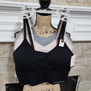 Laura Ashley 3pk active athletic workout lounge bras bralettes plus size 2X New!